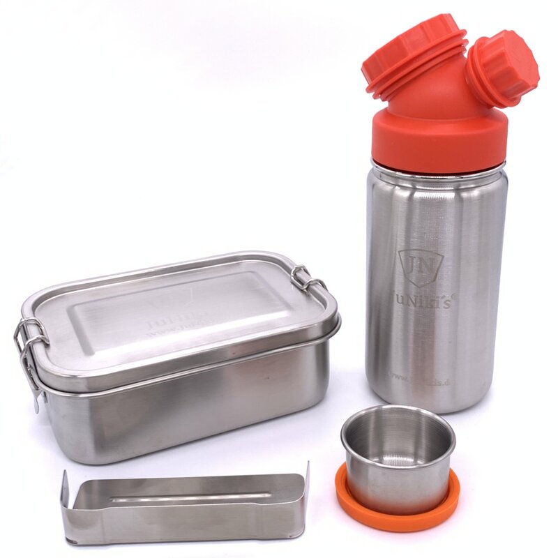 Einschulungs-Set: JuNikis Lunchbox + Trinkflasche isoliert 420ml Rot