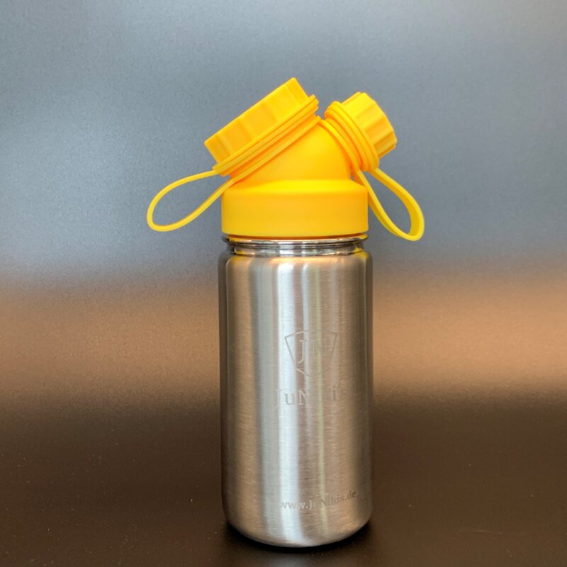 JuNikis eco line isolierte Edelstahl Trinkflasche 420ml - Teefilter ergnzbar Yellow