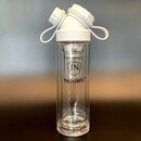 JuNikis  Tea to go Thermosflasche aus Glas - handmade - mit Trinkffnung - in 8 Farben White