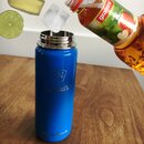 Exklusive JuNikis Trinkflasche aus Edelstahl Vakuum-isoliert 550ml/18oz - blau mit Deckel blau/weiss