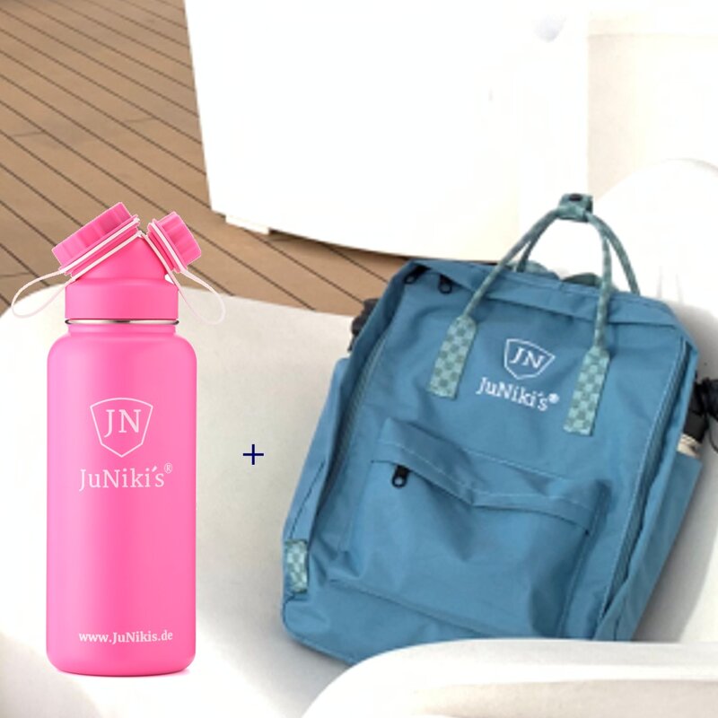 Promotional-Sets with 30 EUR Benefit: JuNikis Backpack and 32oz insulated stainless steel flask Pink Panther