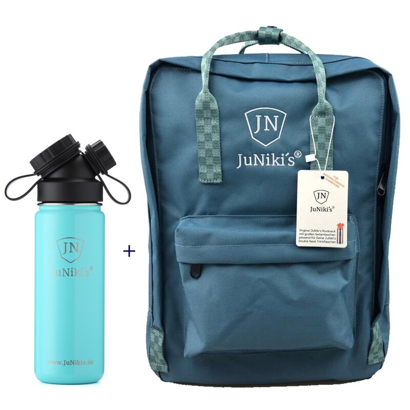 Promotional-Sets with 20 EUR Benefit: JuNikis Backpack and 18oz insulated stainless steel flask Turquoise
