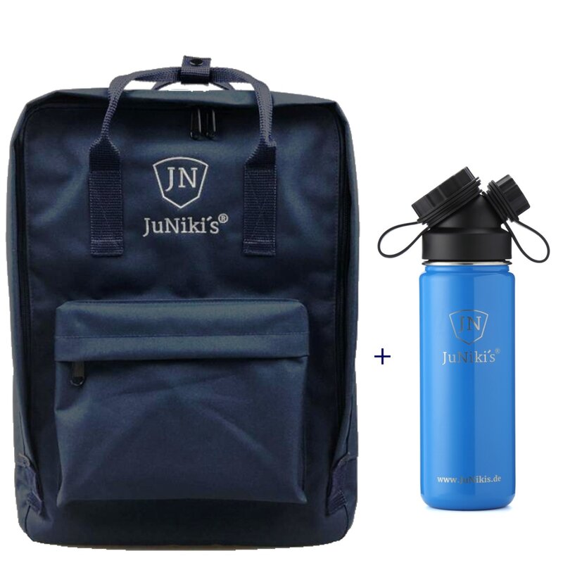 Promotional-Sets with 20 EUR Benefit: JuNikis Backpack and 18oz insulated stainless steel flask Blue